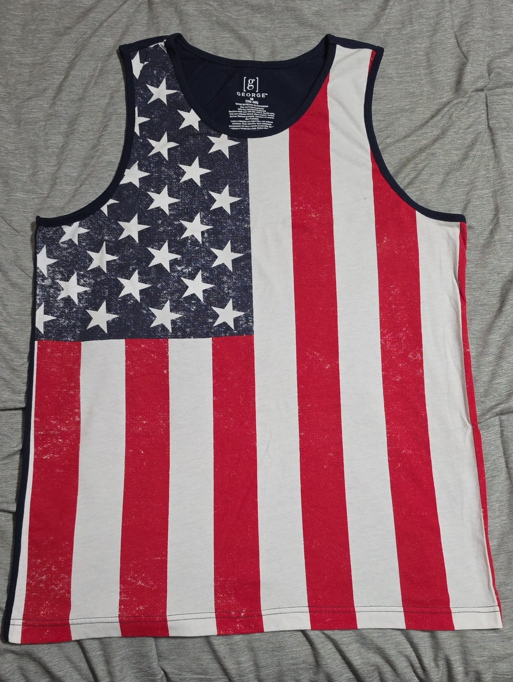 George Mens Tank Top - Red, White & Navy Stars & Stripes